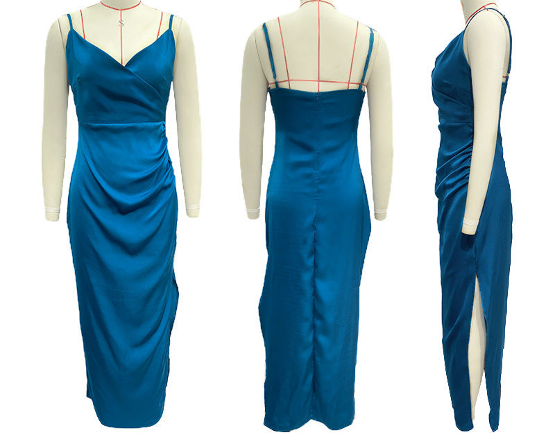 Spaghetti Straps Sleeveless Slit Slim-fitting Dress Women - ANIBEY