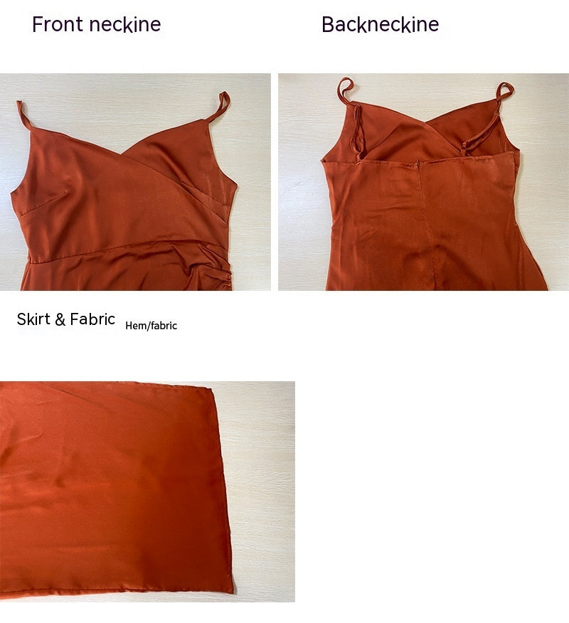 Spaghetti Straps Sleeveless Slit Slim-fitting Dress Women - ANIBEY