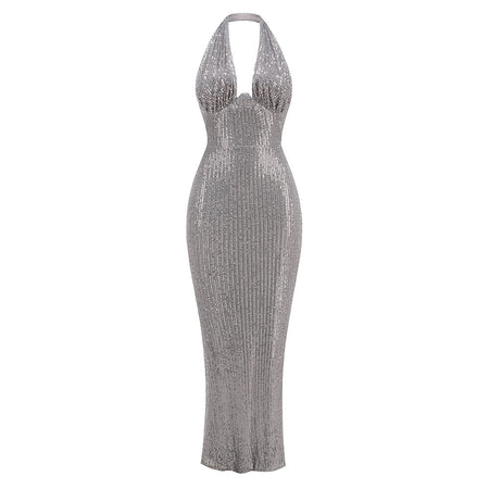 Split Sparkling Sequin Slimming Ball Evening Dress - ANIBEY
