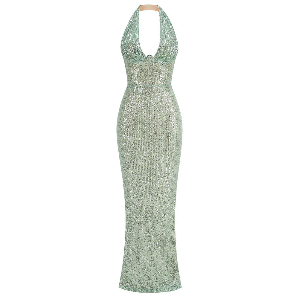 Split Sparkling Sequin Slimming Ball Evening Dress - ANIBEY