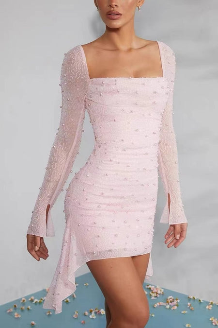 Spring And Summer New Long Printed V-neck Long Sleeve Temperament Dress - ANIBEY