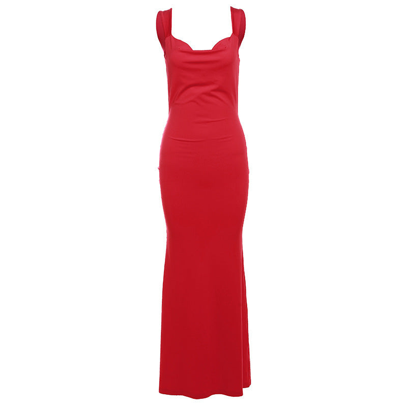 Spring New Women's Clothing Fashion Suspenders Sexy Backless Bow Slim Sheath Dress Women - ANIBEY