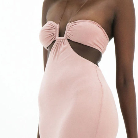 Strap Wrapped Chest Hollow One-shoulder Dress - ANIBEY