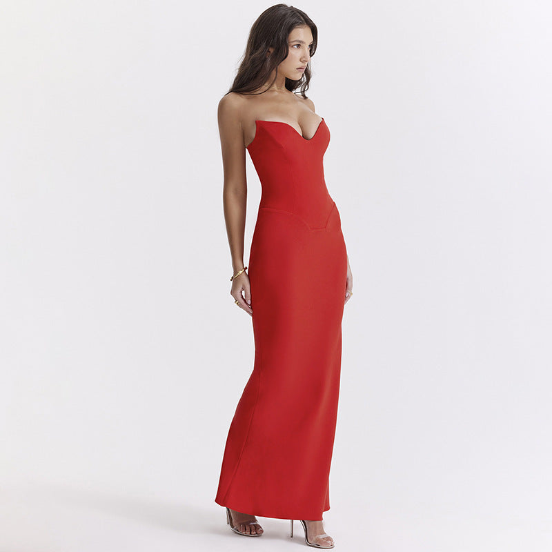 Summer Fashion Slim Pure Color Tube-top Dress - ANIBEY