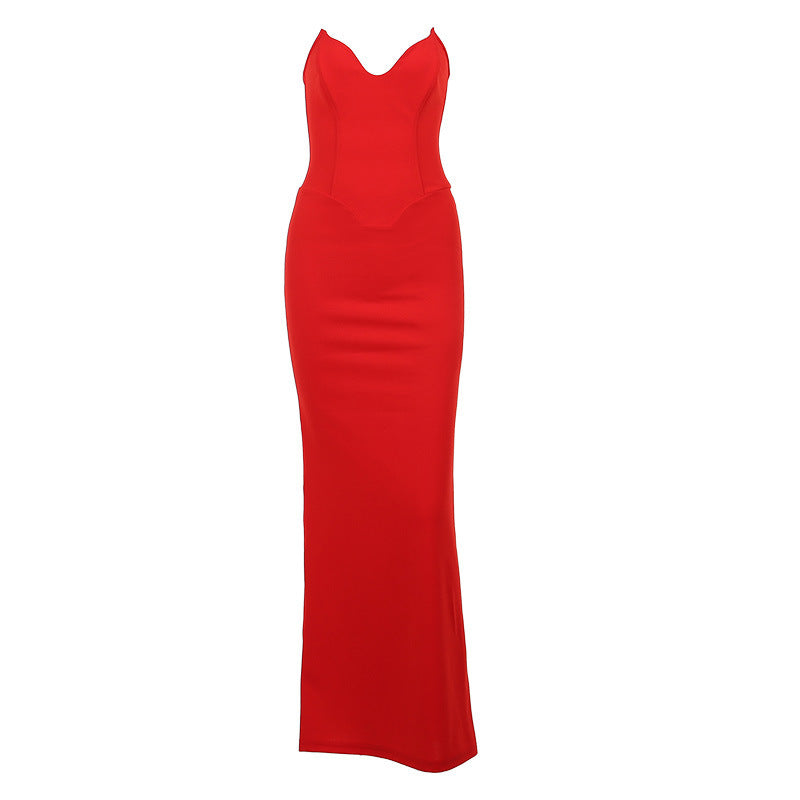 Summer Fashion Slim Pure Color Tube-top Dress - ANIBEY