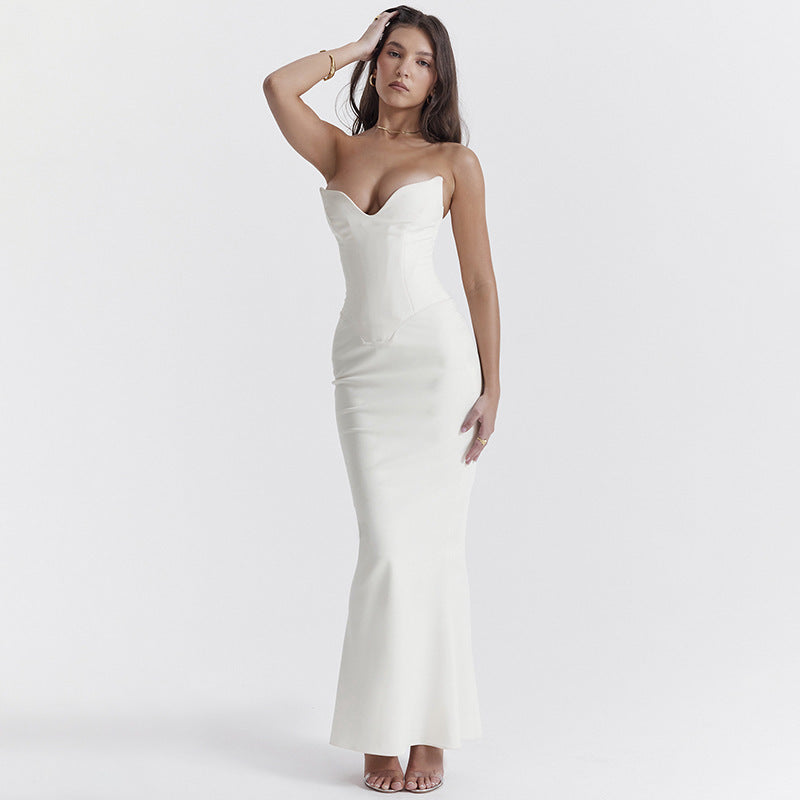 Summer Fashion Slim Pure Color Tube-top Dress - ANIBEY