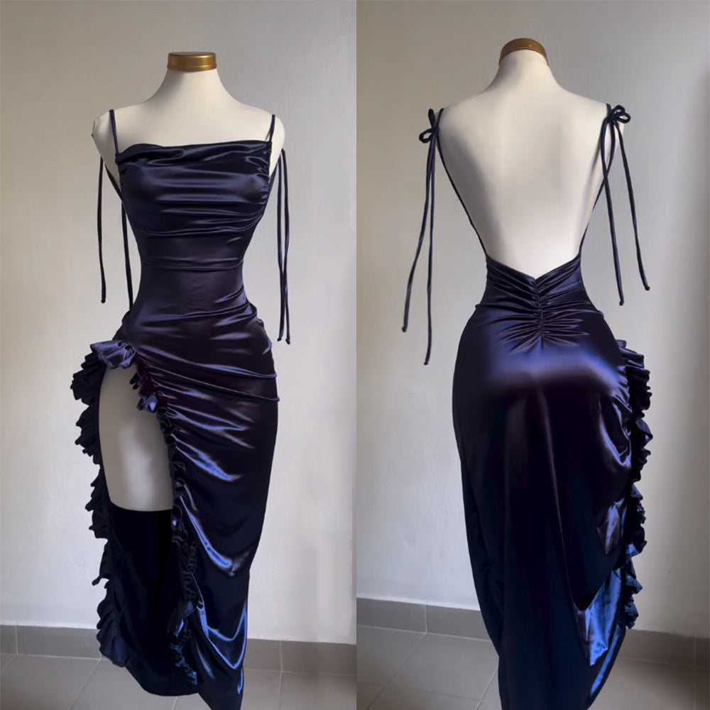 Summer High-grade Y2g Sexy Backless Spaghetti Straps Hot Girl Dress - ANIBEY