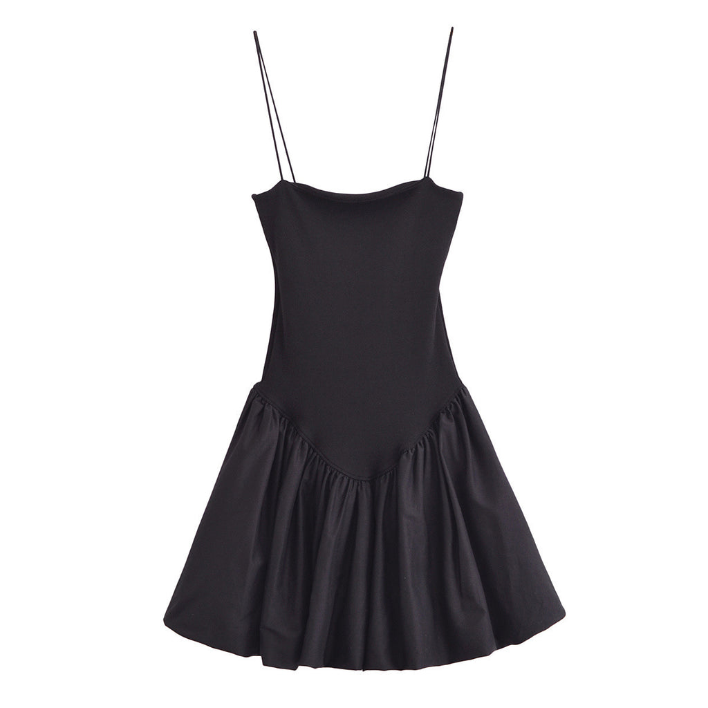 Summer New Fashion Puffy Poplin Rib Stitching Tube Top Dress - ANIBEY