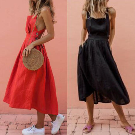 Waist pleated skirt with buttons - ANIBEY