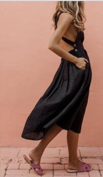 Waist pleated skirt with buttons - ANIBEY
