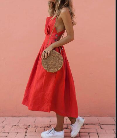 Waist pleated skirt with buttons - ANIBEY