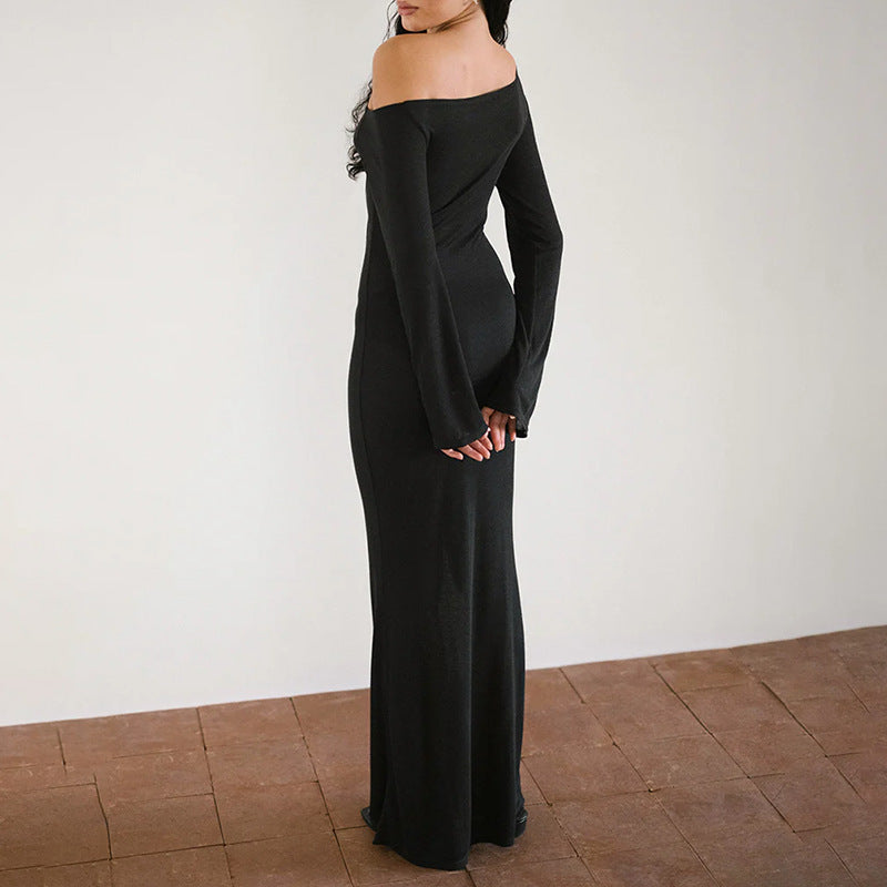 Women's Autumn Fashion Style Shoulder Long Sleeve Dress - ANIBEY