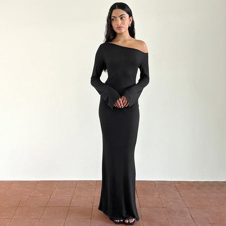Women's Autumn Fashion Style Shoulder Long Sleeve Dress - ANIBEY