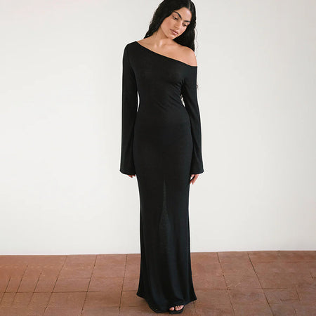 Women's Autumn Fashion Style Shoulder Long Sleeve Dress - ANIBEY