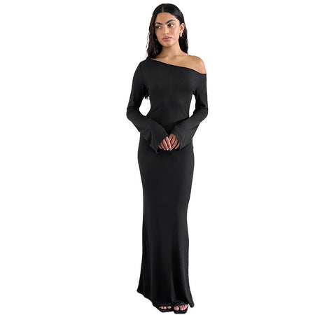Women's Autumn Fashion Style Shoulder Long Sleeve Dress - ANIBEY
