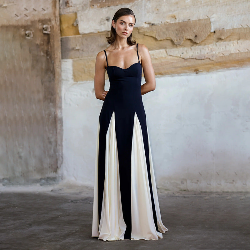Women's Fashion Color Contrast Sling Dress - ANIBEY
