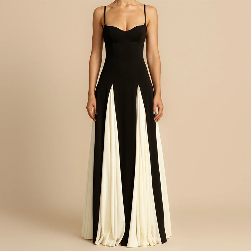 Women's Fashion Color Contrast Sling Dress - ANIBEY