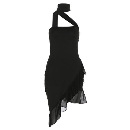 Women's Fashion Halter Off-shoulder Slim Fit Stringy Selvedge Dress - ANIBEY