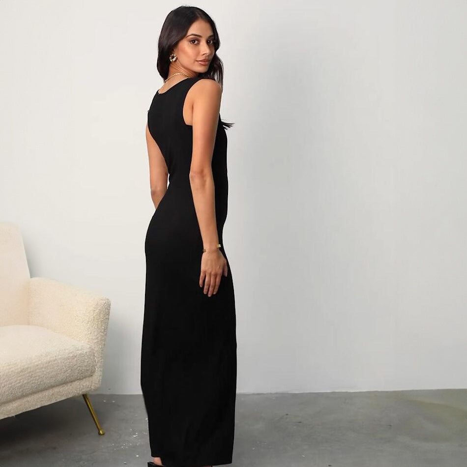 Women's Fashion Personality Solid Color Three-dimensional Striped Dress Front Back Two-way Wear - ANIBEY