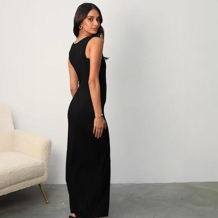 Women's Fashion Personality Solid Color Three-dimensional Striped Dress Front Back Two-way Wear - ANIBEY
