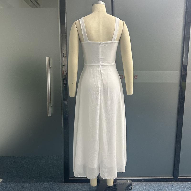 Women's Fashion Square Collar Sling Temperament Waist-controlled Dress - ANIBEY