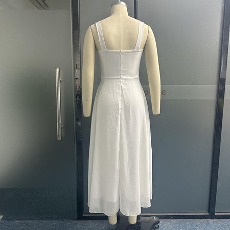 Women's Fashion Square Collar Sling Temperament Waist-controlled Dress - ANIBEY
