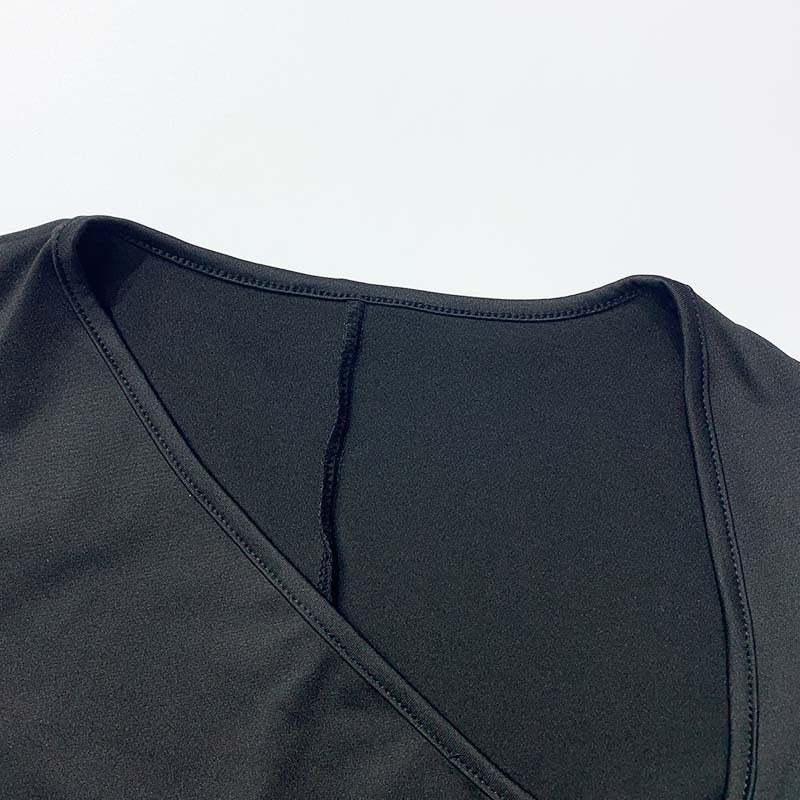 Women's Long Sleeve Diagonal Collar Slim Back Slit Dress - ANIBEY