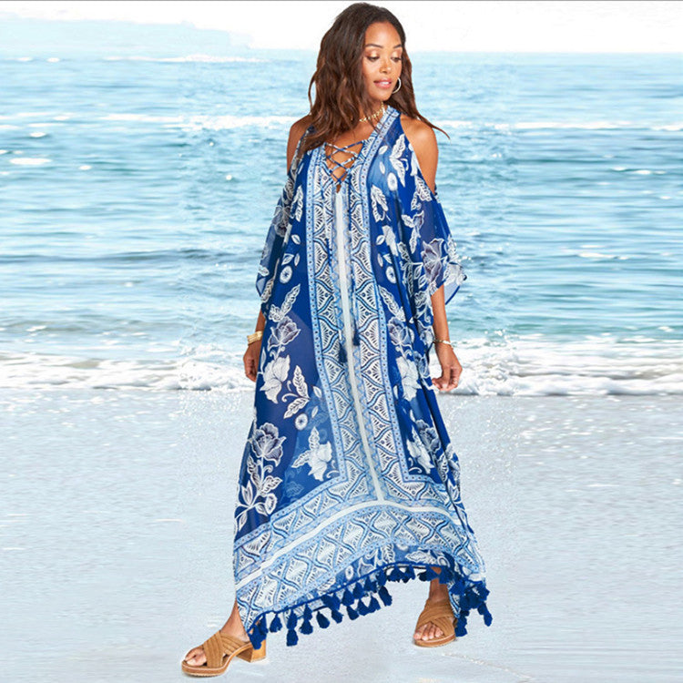 European And American New Satin Loose Fit Dress Vacation Casual Overlay Cover Up - ANIBEY