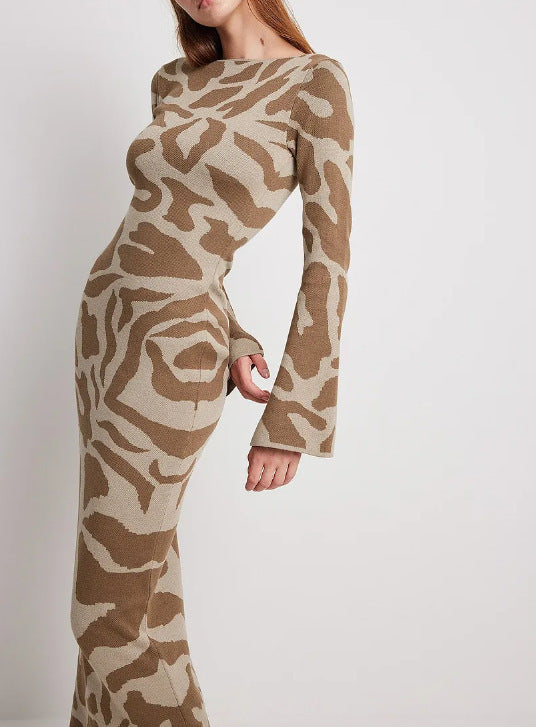 Spring And Autumn Slim Fit Fashion Printed Dress - ANIBEY