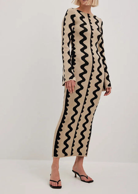 Spring And Autumn Slim Fit Fashion Printed Dress - ANIBEY