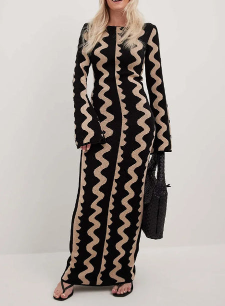 Spring And Autumn Slim Fit Fashion Printed Dress - ANIBEY