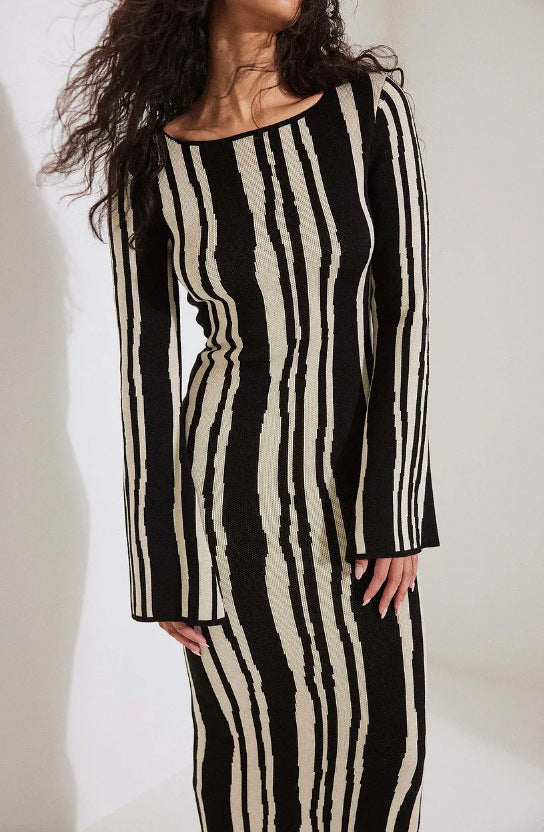 Spring And Autumn Slim Fit Fashion Printed Dress - ANIBEY