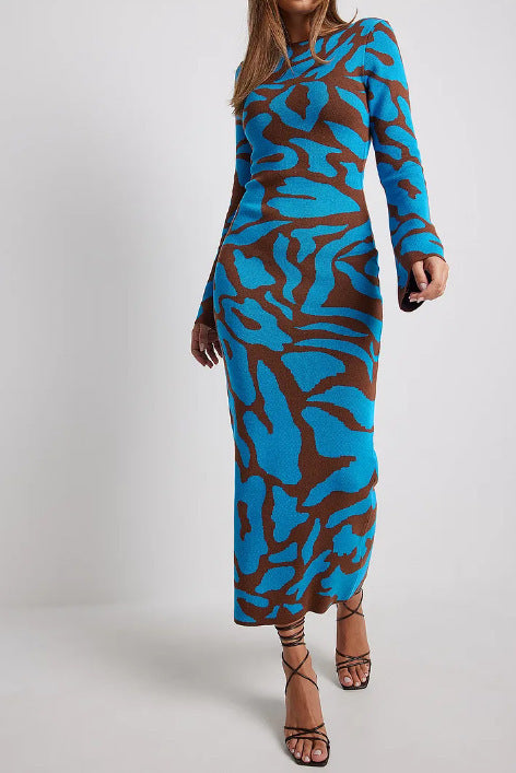 Spring And Autumn Slim Fit Fashion Printed Dress - ANIBEY