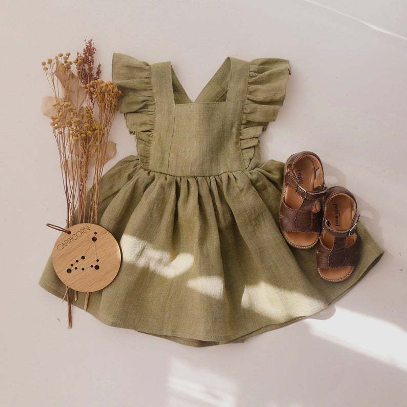 Strap Skirt Girls Dress Cotton And Linen Skirt - ANIBEY