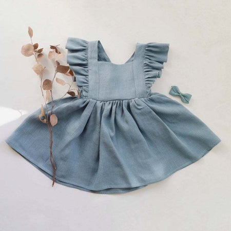 Strap Skirt Girls Dress Cotton And Linen Skirt - ANIBEY