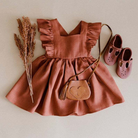 Strap Skirt Girls Dress Cotton And Linen Skirt - ANIBEY