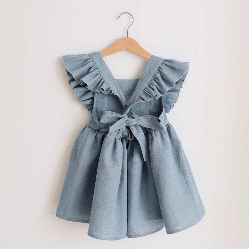 Strap Skirt Girls Dress Cotton And Linen Skirt - ANIBEY