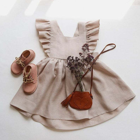 Strap Skirt Girls Dress Cotton And Linen Skirt - ANIBEY