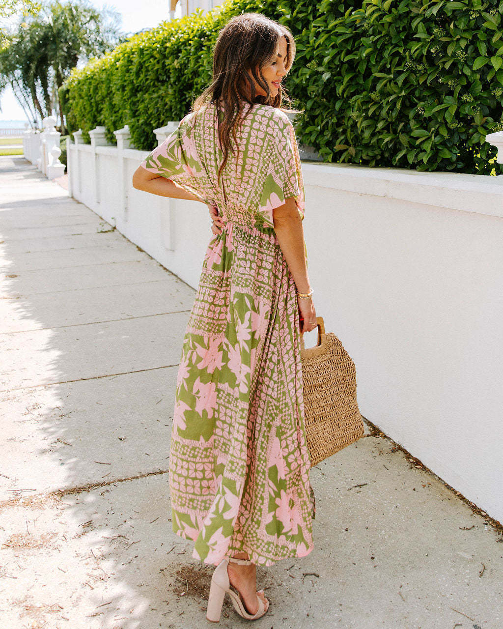 Summer New Hot Girl Fashion Printed Deep V Split Dress For Women - ANIBEY