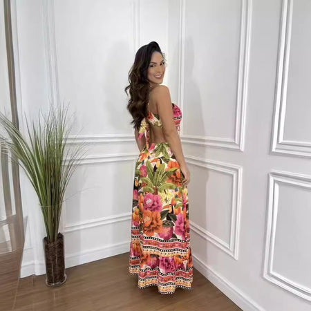 Spaghetti Straps Sleeveless Backless Slim Fit Beach Dress - ANIBEY
