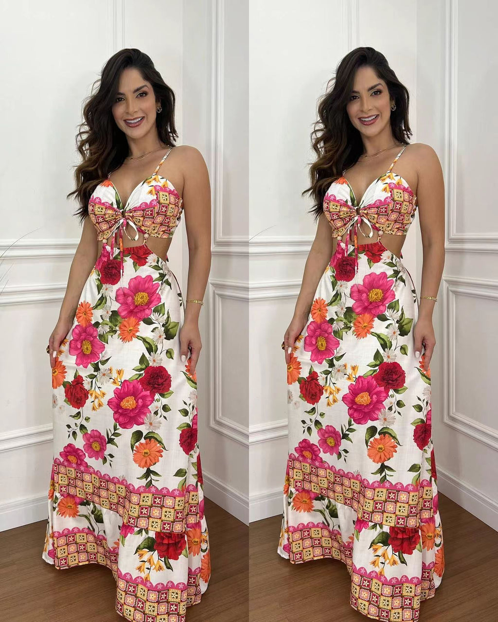 Spaghetti Straps Sleeveless Backless Slim Fit Beach Dress - ANIBEY
