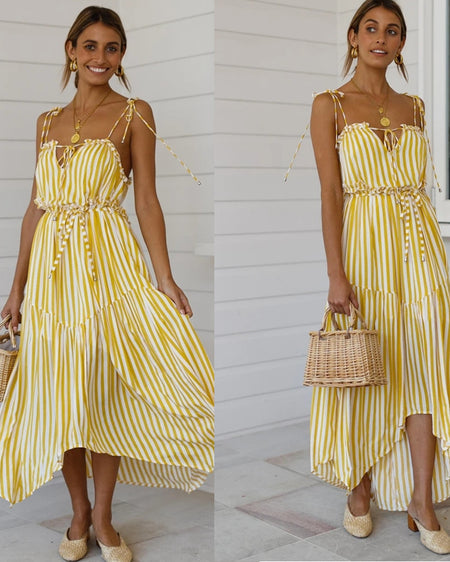 Striped irregular dress - ANIBEY