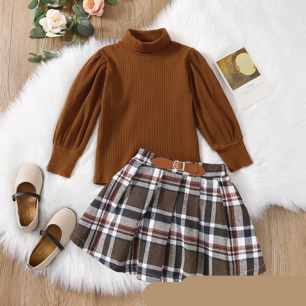 Skirt Brown Suit Cotton Solid Color Women's Dress - ANIBEY