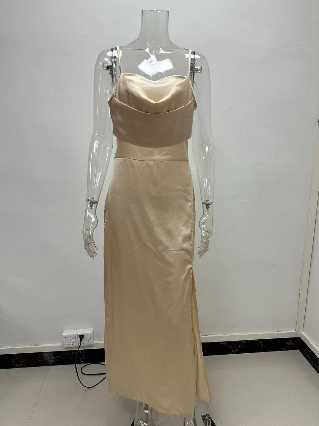 Women's Pure Color Split Suspender Dress - ANIBEY