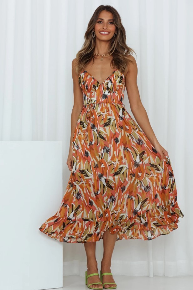 Women's Off Shoulder Boho Sling Print Dress - ANIBEY