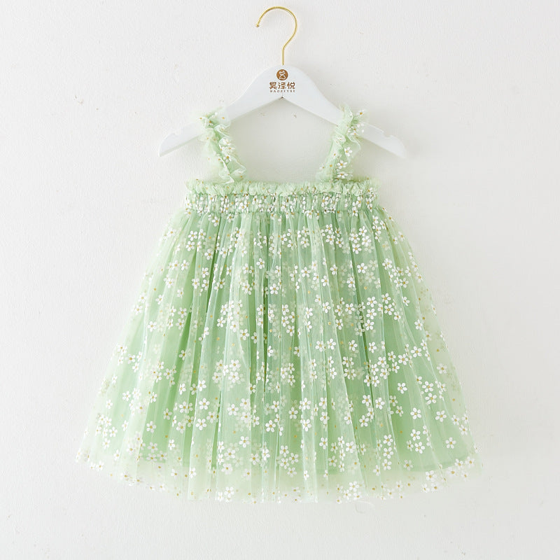 Summer Girls' Sweet Spaghetti-strap Gauze Skirt - ANIBEY