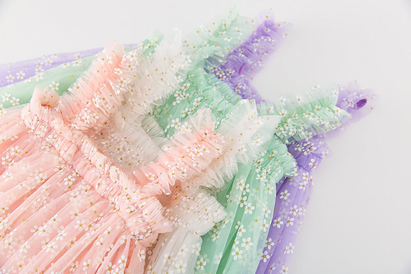 Summer Girls' Sweet Spaghetti-strap Gauze Skirt - ANIBEY