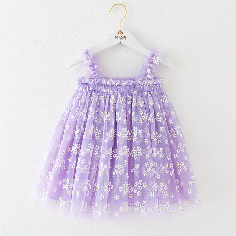 Summer Girls' Sweet Spaghetti-strap Gauze Skirt - ANIBEY