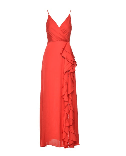 Women's Clothing Summer New V-neck Brace High Waist Ruffles Irregular Slit Dress - ANIBEY