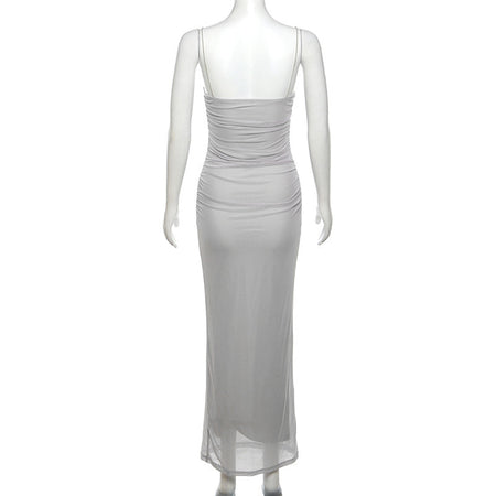 Lace Edge Waist-tight Hot Fashion Party Mesh See-through Lined Sling Dress - ANIBEY